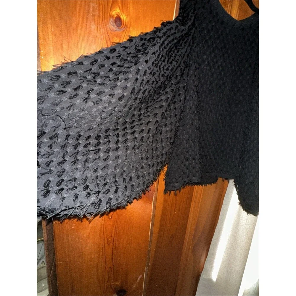 Zara SZ M BLACK LANTERN SLEEVE FUZZY TOP